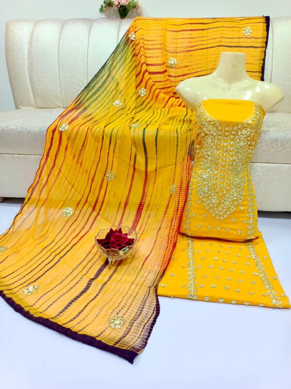 8 carat Golden Gota Eid Lawn - Image 11