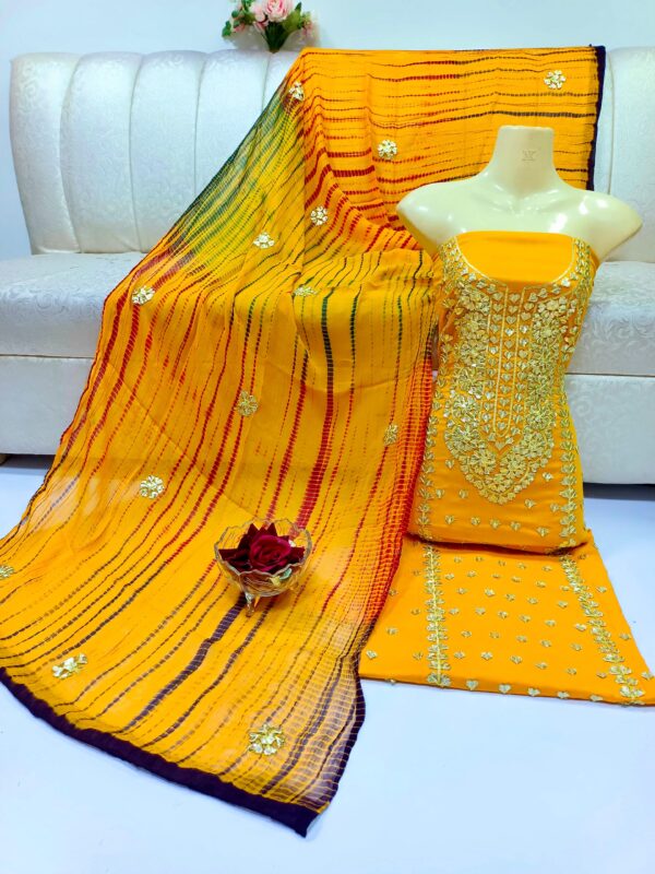 8 carat Golden Gota Eid Lawn - Image 5