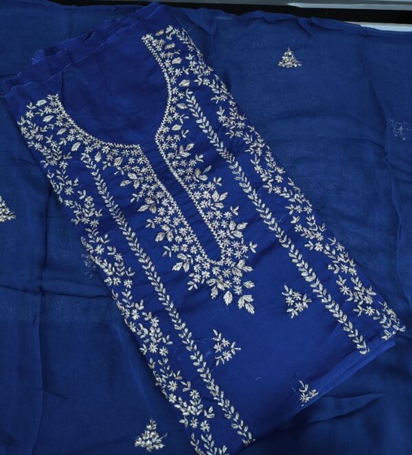 Lawn Gota Embellished 3PC Suit with Tie-Dye Dupatta - Image 2