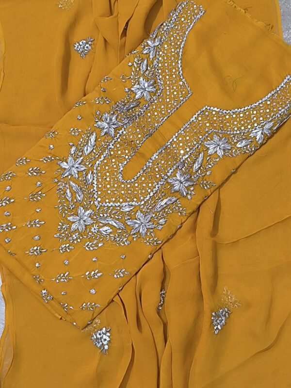 Lawn Gota Embellished 3PC Suit with Tie-Dye Dupatta - Image 5