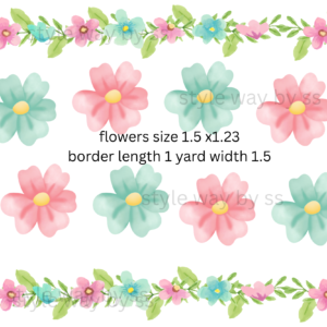 Aesthetic Flowers with 2 Border Set
