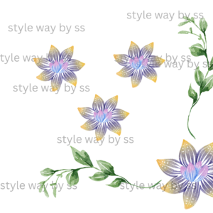 set of corner flower with leaves border and flowers