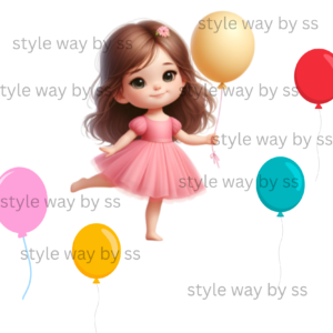 Doll with 4 baloons